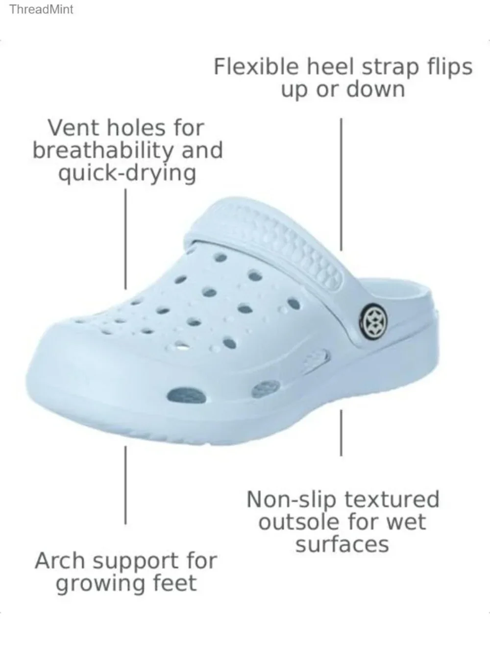 Kids Garden Clogs with Arch Support, Lightweight EVA Slip-on Sandals, Quick-Dry